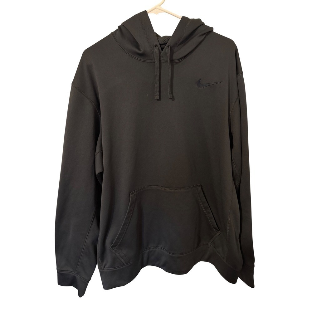 Nike Therma FIT Men's Hoodie Charcoal Gray Athletic Pullover Size XL